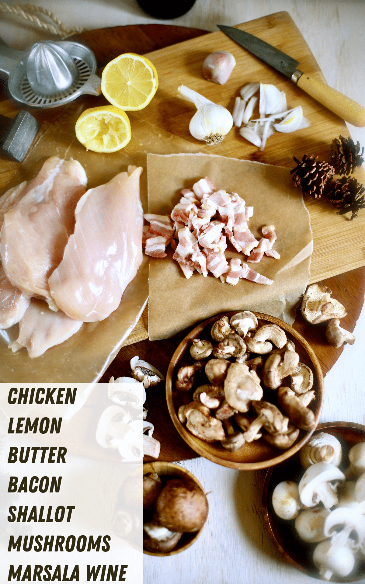 a table with ingredients and a text overlay saying what they are.