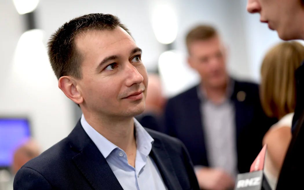 Health Minister Simeon Brown omitted all details of risks, including "speedier" cuts to wait times, from a released memo. Photo: RNZ/Marika Khabazi. Health Minister Simeon Brown omitted all details of risks, including "speedier" cuts to wait times, from a released memo. Photo: RNZ/Marika Khabazi.