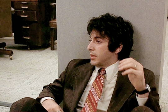 al pacino in dog day afternoon (1975) | dir. sidney lumet [id: three gifs  from dog day afternoon showing sonny sitting on the... – @britomart on  Tumblr