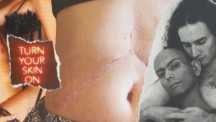 Personal collages that for me evoke much of the insight from Touch Me and the relevance of skin to our conditioning.