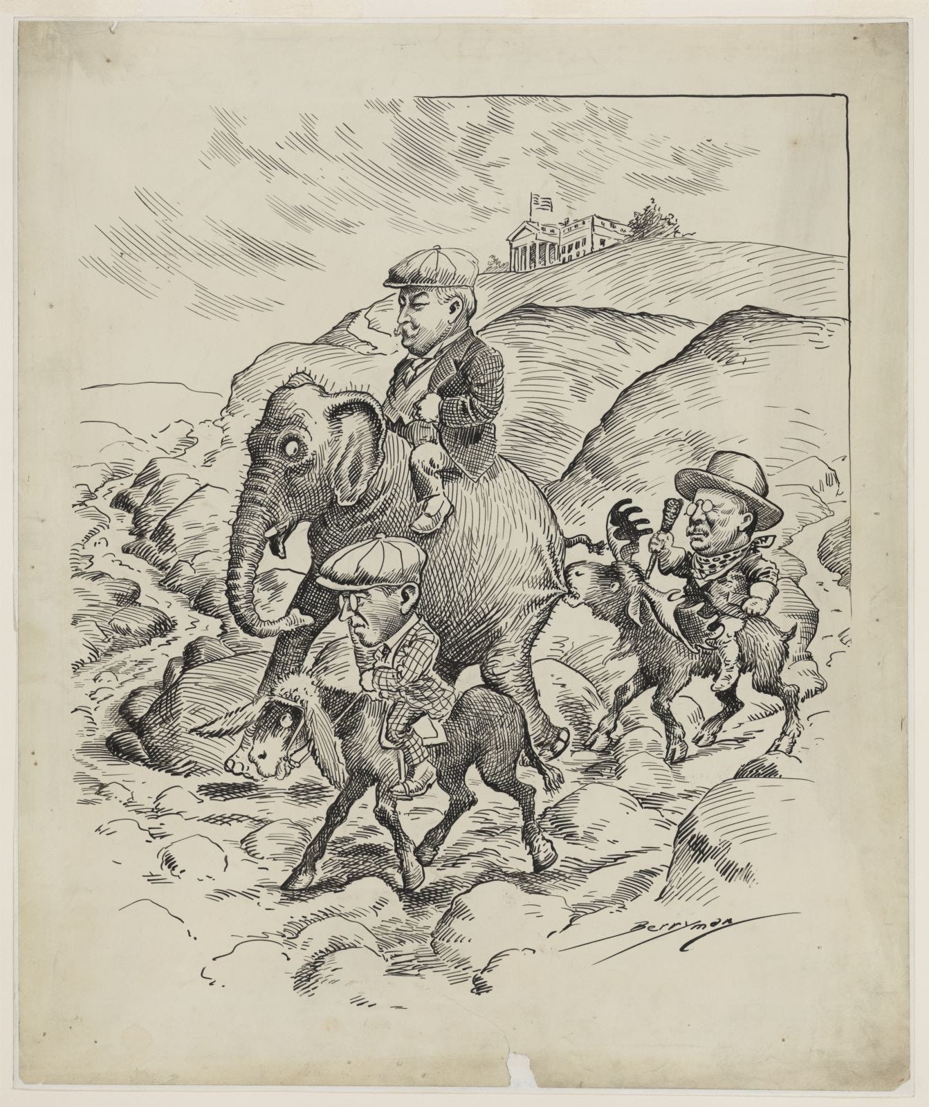 A cartoon of a person riding an elephant

Description automatically generated