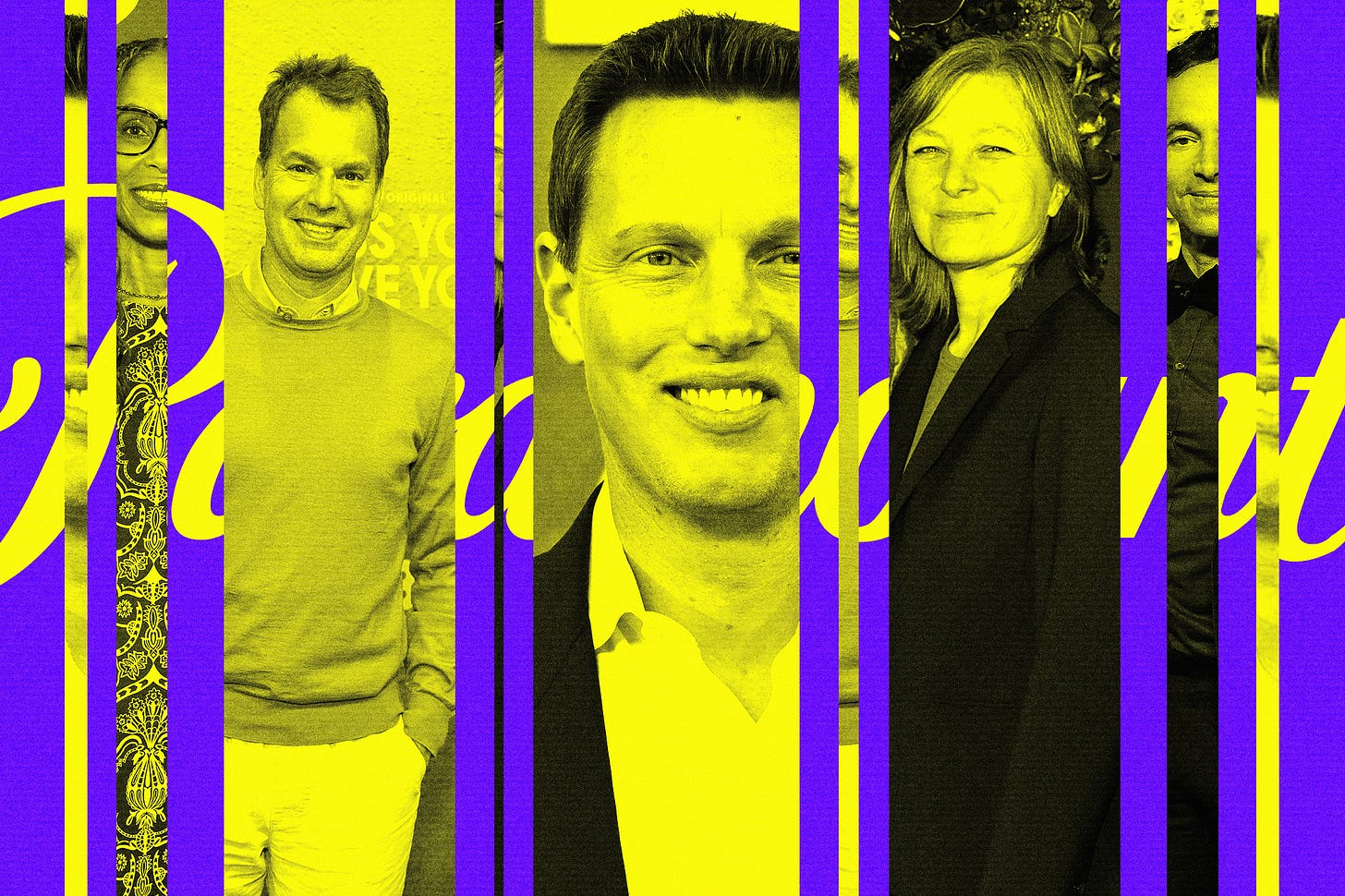 collage: Channing Dungey, Casey Bloys, David Ellison, Cindy Holland, George Cheeks, Paramount logo collage: Channing Dungey, Casey Bloys, David Ellison, Cindy Holland, George Cheeks, Paramount logo