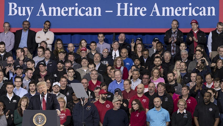 Donald Trump Buy American Hire Campaign campaign rally cry. Donald Trump Buy American Hire Campaign campaign rally cry.