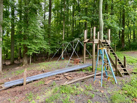 Photo gallery of a playground being removed.