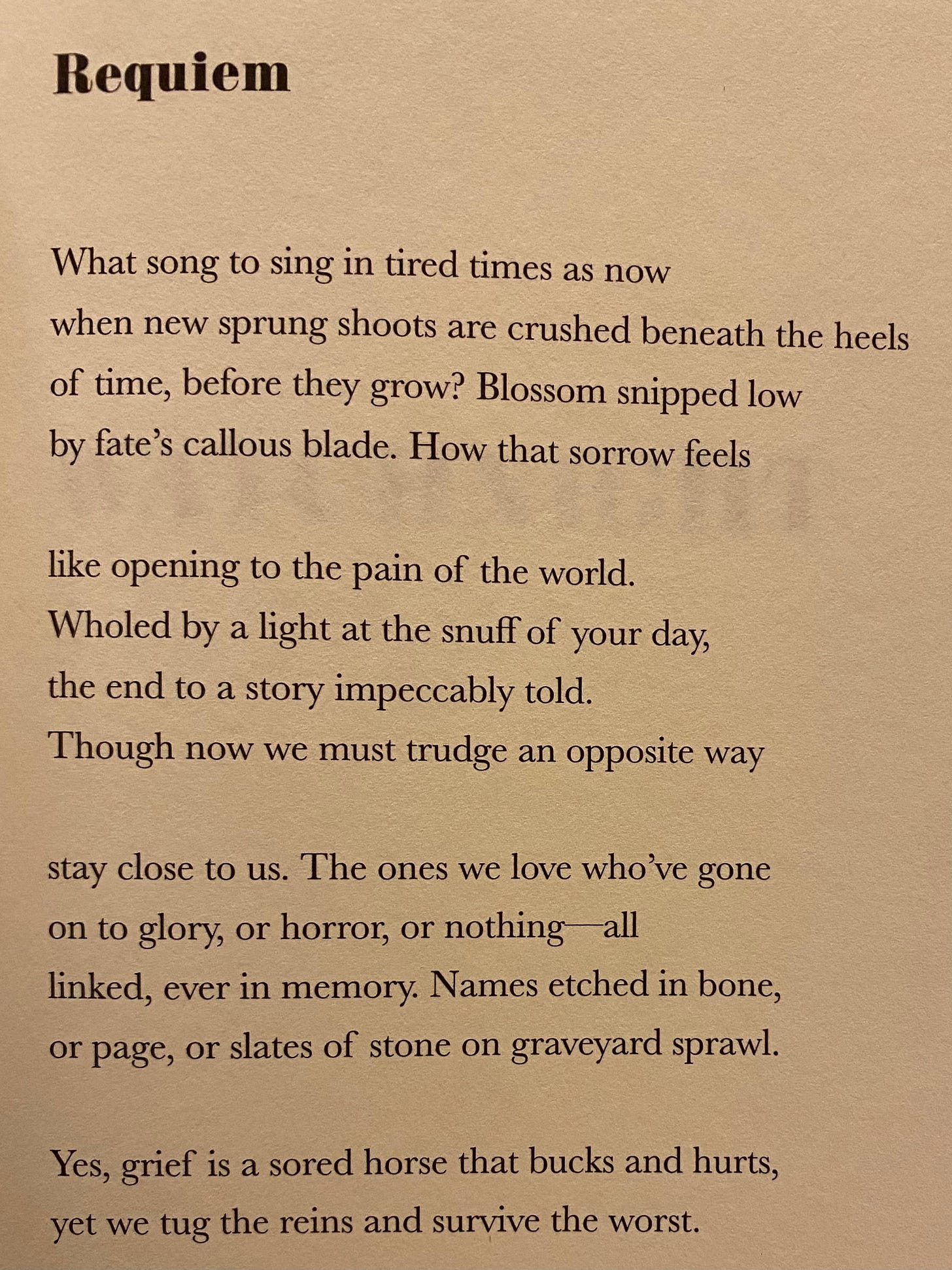 Screenshot of the linked poem Requiem.