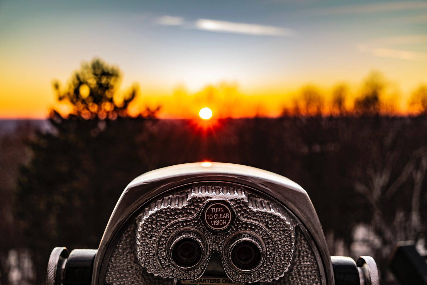 Sun set with binoculars Sun set with binoculars