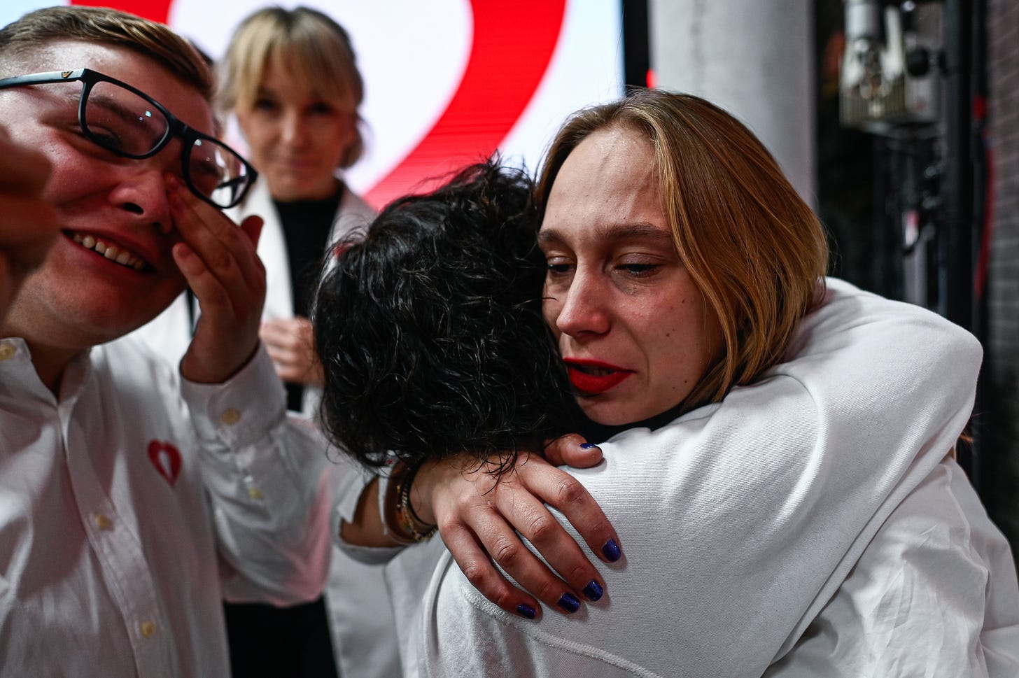 Supporters of the Civic Coalition (KO) celebrate following election results. (Photo by Omar Marques/Getty Images.) Supporters of the Civic Coalition (KO) celebrate following election results. (Photo by Omar Marques/Getty Images.)