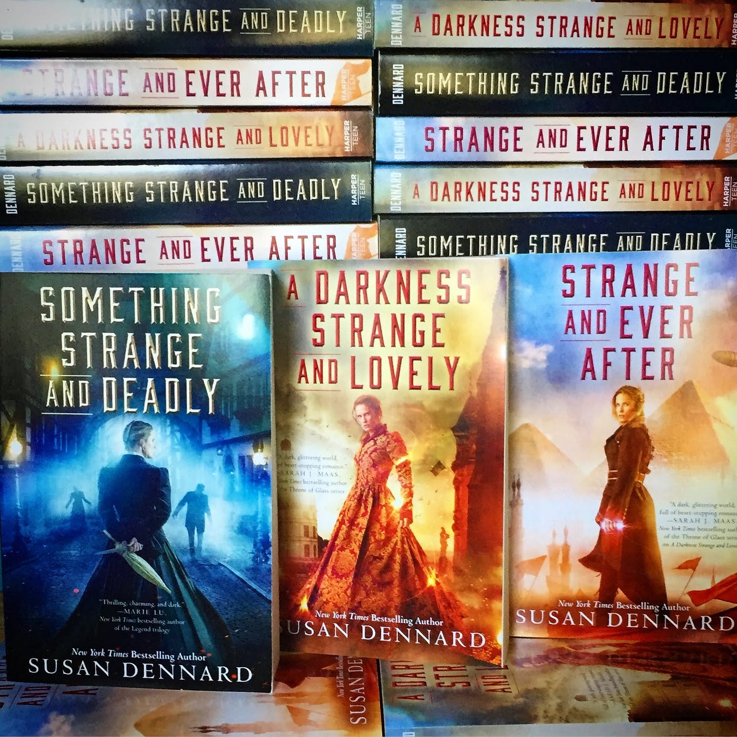 Picture of the Something Strange & Deadly series with their paperback repackaged covers Picture of the Something Strange & Deadly series with their paperback repackaged covers