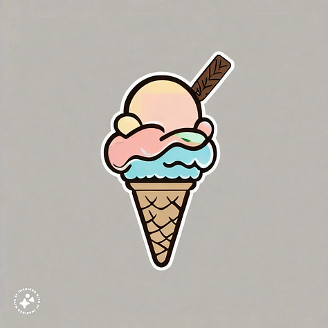 Tulips in a meadow, parrot on a branch, woman pencil sketch, abstract shapes, ice cream shop logo, banner that says "digital art" created by Meta Emu