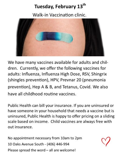 Walk-In Vaccination Clinic Tomorrow
