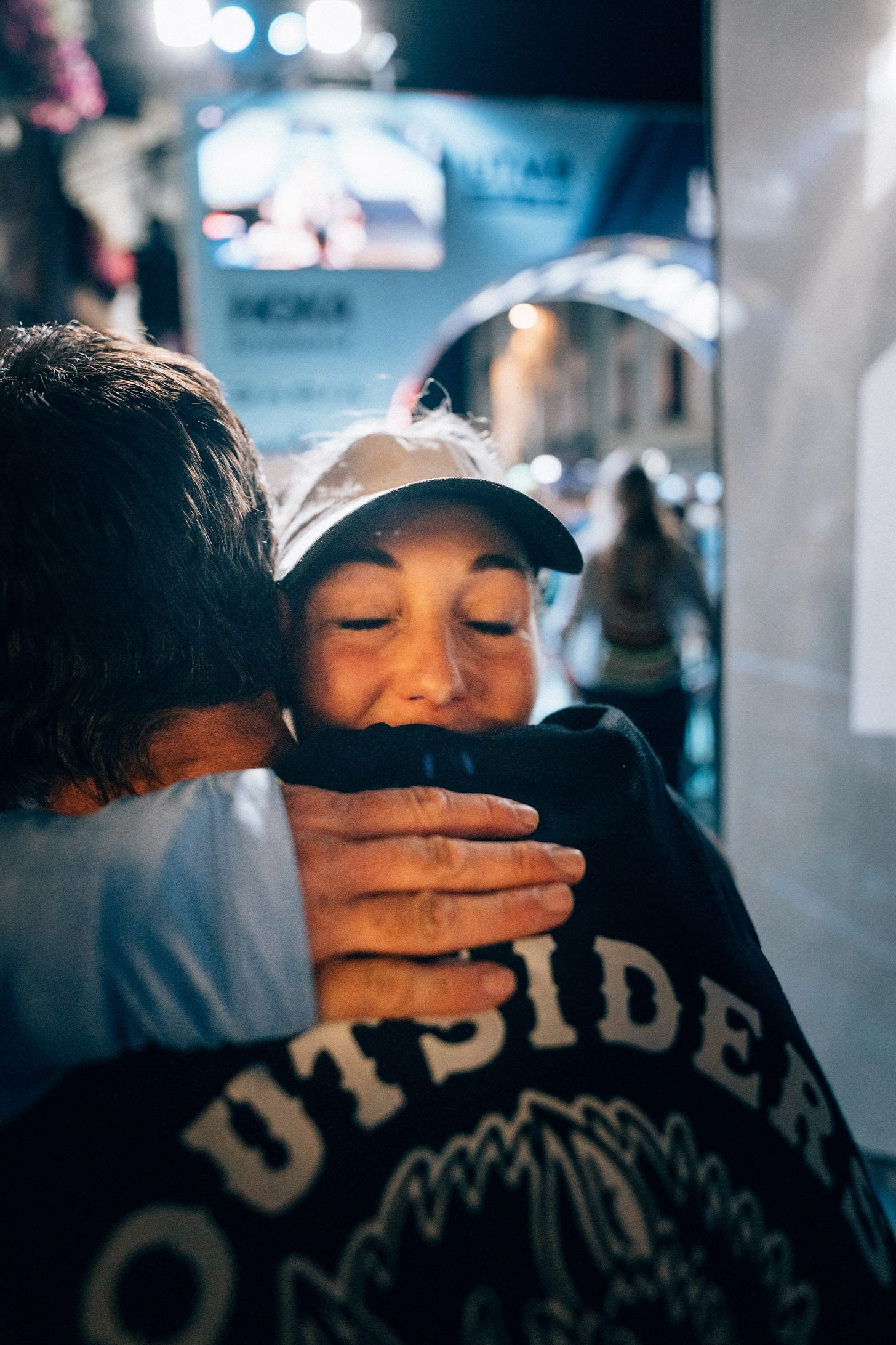 Finish line hugs with Eva Sperger at the UTMB 2022