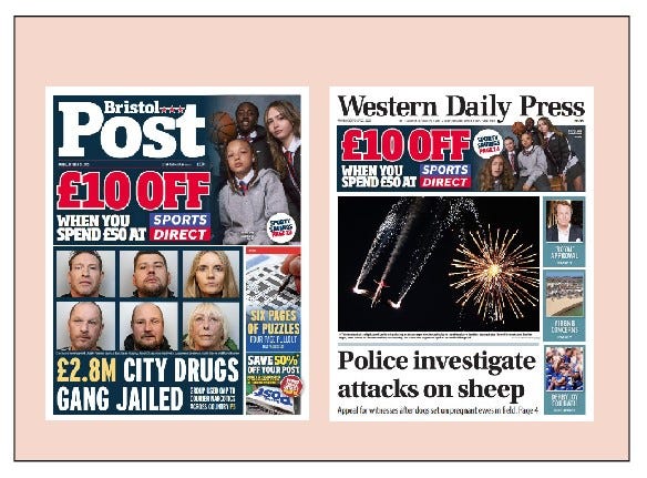p1 of the Bristol Post and Western Daily Press