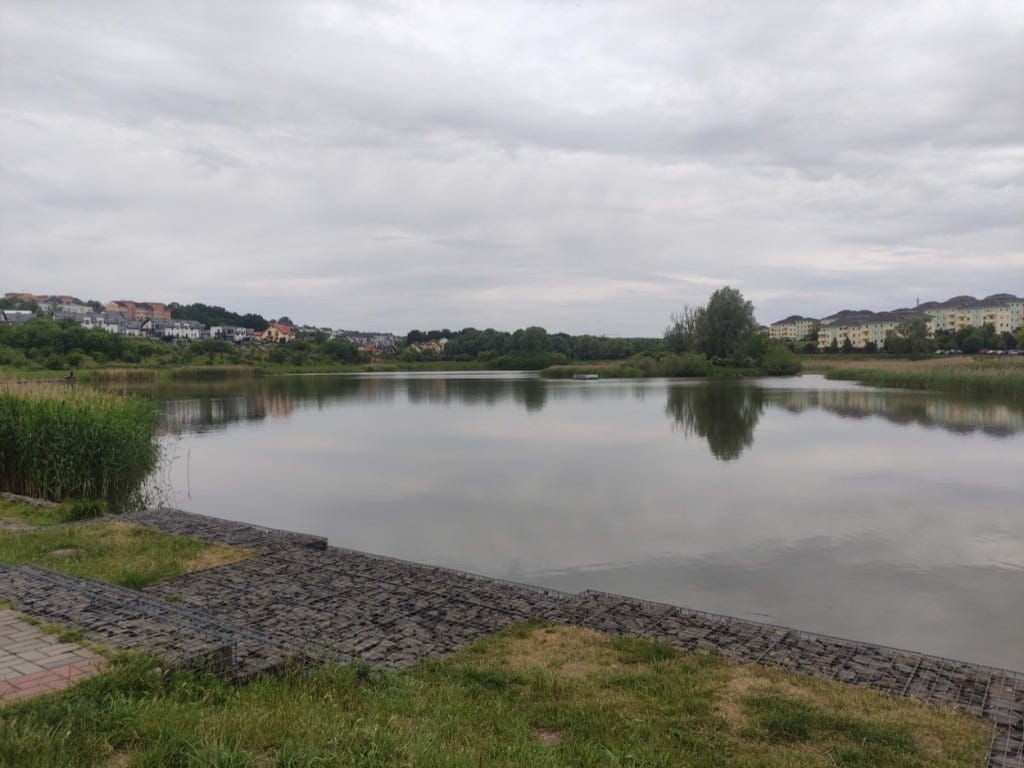 A view of the larger lake