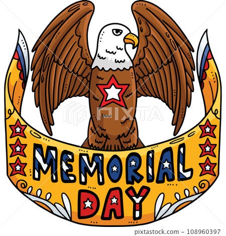Memorial Day with American Eagle Cartoon Clipart - Stock Illustration  [108960397] - PIXTA