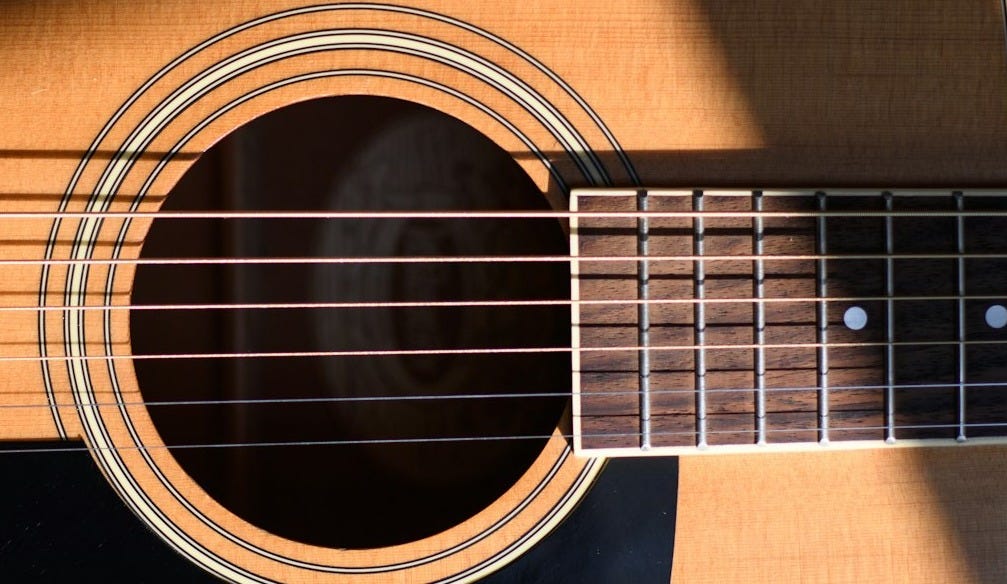 photo of brown gutiar fret