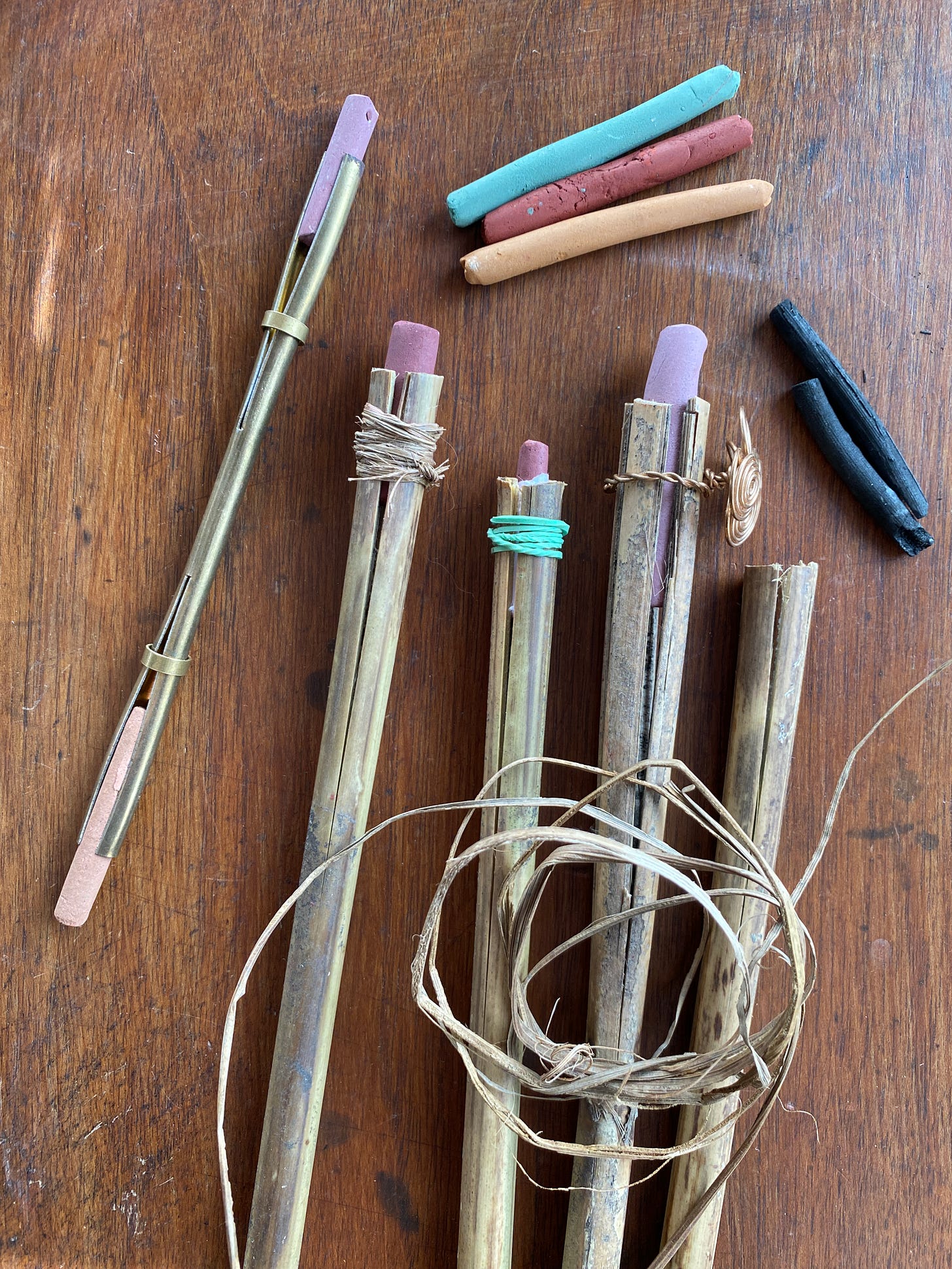 Handmade pastels, charcoal and holders