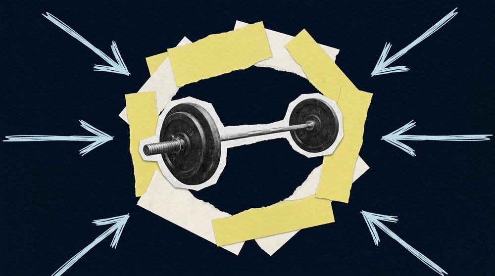 Editorial collage on private equity ownership in the fitness industry