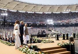 Trump heaps praise on India's Modi in packed stadium