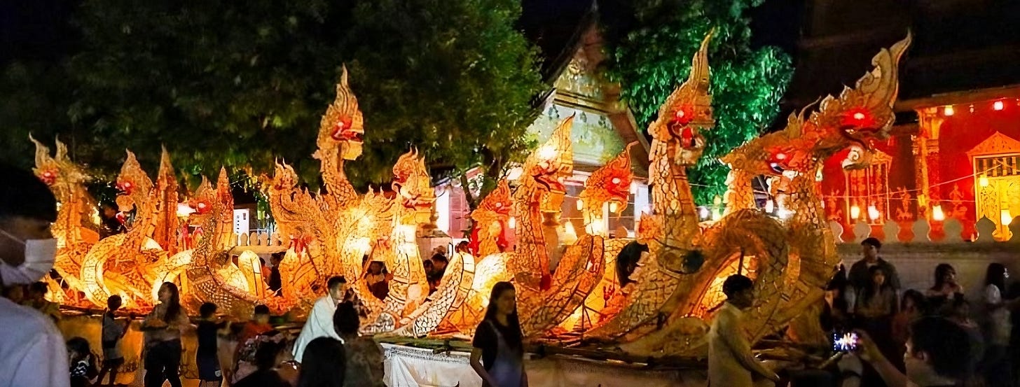 Along the banks of the Mekong River, decorated boats illuminated with candles and colorful designs glide over the water after sunset. The Boun Lai Heua Fai Festival, known as the Fire Boat Festival, marks the end of the Buddhist Lent and fills cities like Luang Prabang with glowing river views, candle processions, and community celebrations. Along the banks of the Mekong River, decorated boats illuminated with candles and colorful designs glide over the water after sunset. The Boun Lai Heua Fai Festival, known as the Fire Boat Festival, marks the end of the Buddhist Lent and fills cities like Luang Prabang with glowing river views, candle processions, and community celebrations.
