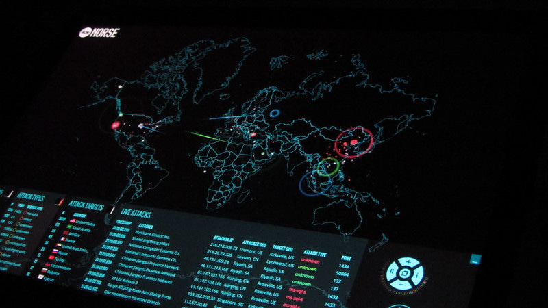A command and control screen showing a cyberwar A command and control screen showing a cyberwar