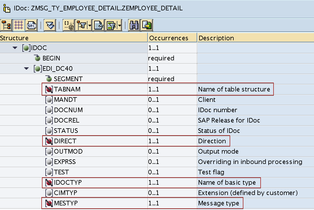 Mandatory or required fields in target iDoc structure are disabled