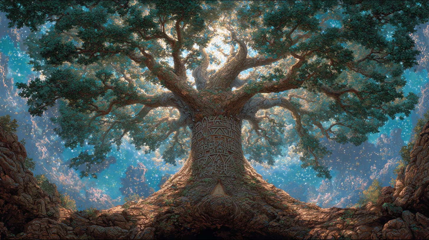 An image of the world tree, Yggdrasil.