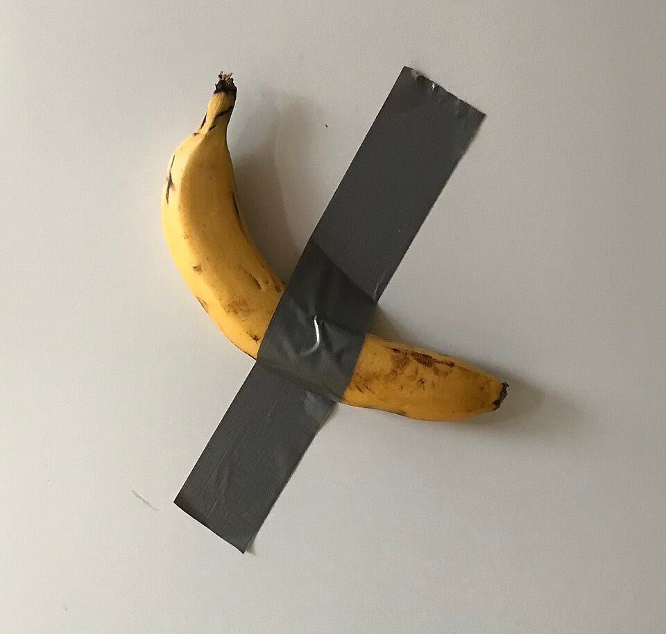 File:Banana duct taped to fridge as a reminder to eat less meat.jpg