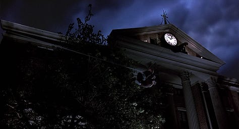 Doc and Marty Witness Time Travel, Doc tries to read Marty's Mind, Doc ziplines from the Clocktower