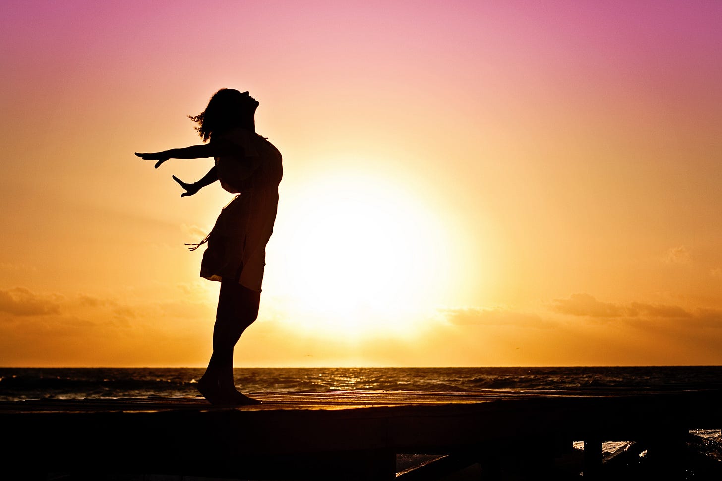 Woman sunset freedom