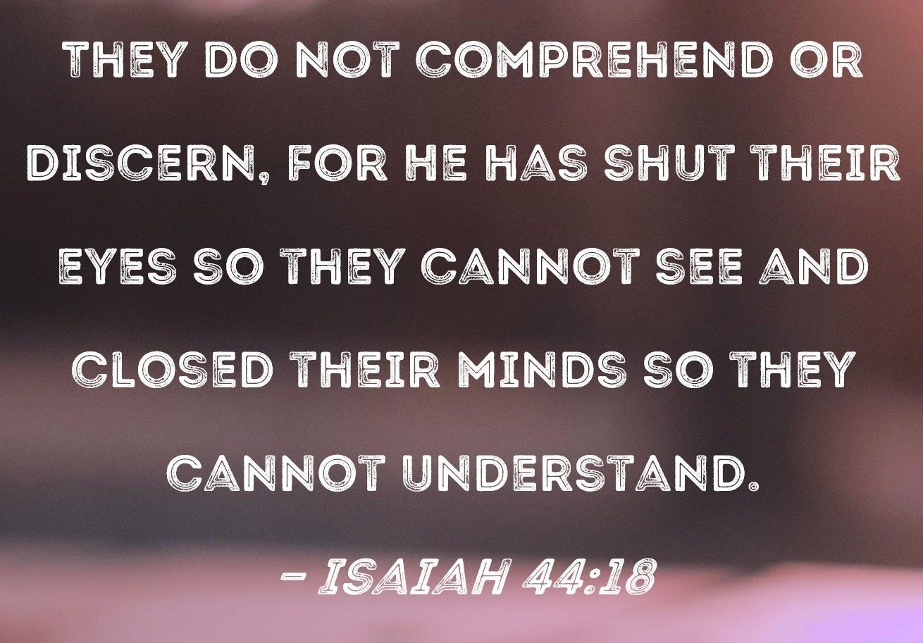 Isaiah 44:18 They do not comprehend or discern, for He has shut ...