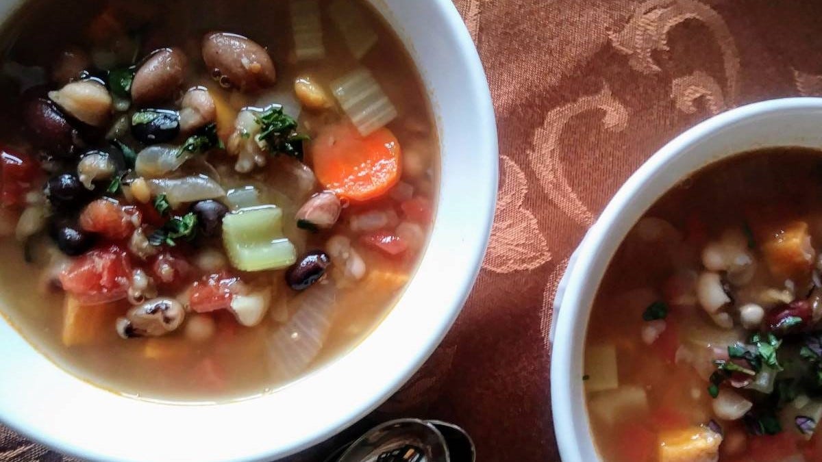 2 bowls of 15-bean soup.