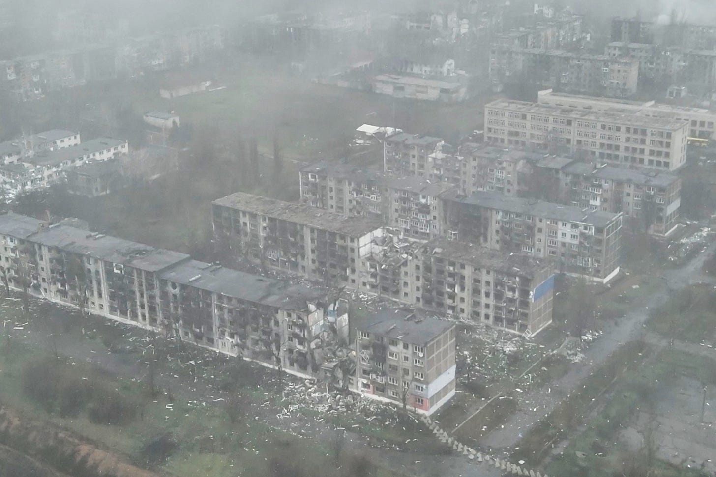 This image made from a December 2025 video provided by the Ukrainian Defense Forces shows the heavily-bombed city of Myrnohrad in eastern Ukraine's Donetsk region