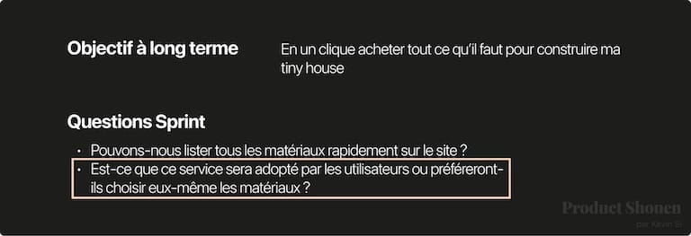 La question choisie pour le design sprint - Product Shonen - Kevin Si
