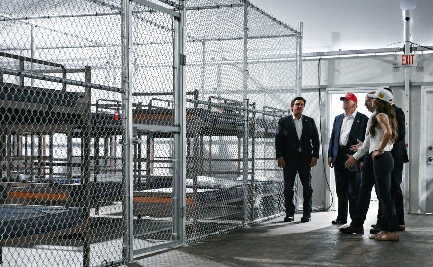 Trump tours 'Alligator Alcatraz,' a day before its first arrivals are expected | KPBS Public Media Trump tours 'Alligator Alcatraz,' a day before its first arrivals are expected | KPBS Public Media