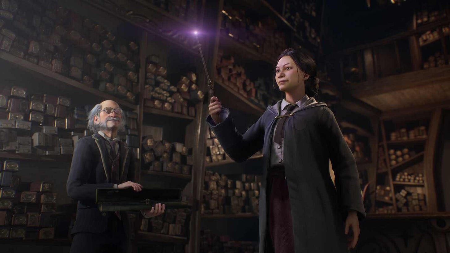 Hogwarts Legacy player receiving a wand Hogwarts Legacy player receiving a wand