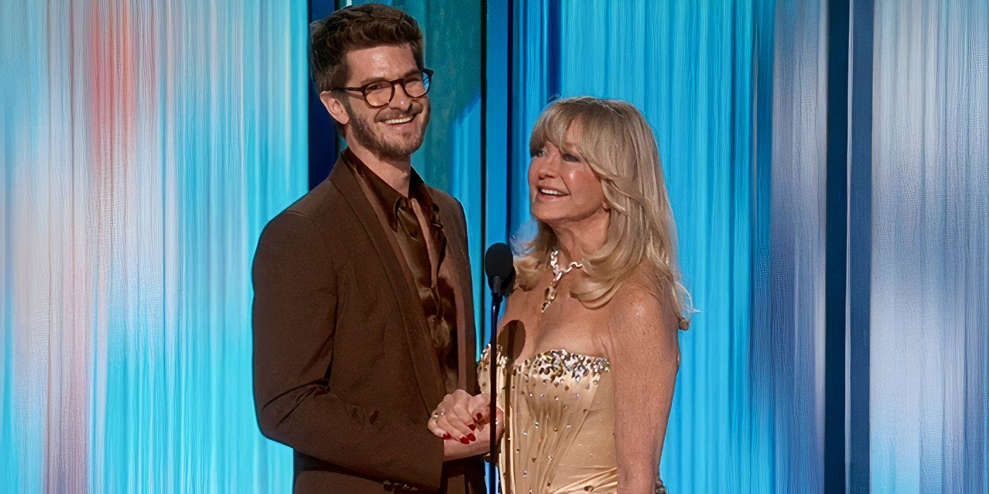 Andrew Garfield Honors His Late Mother in Touching Moment With Goldie Hawn  at 2025 Oscars