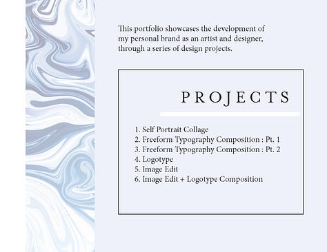 A student portfolio from an earlier semester