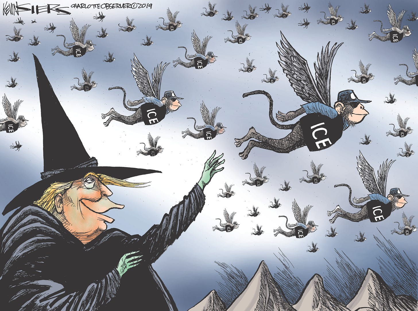 Political Cartoon U.S. Trump ICE Raids Wizard of Oz Witch Flying Monkeys |  The Week