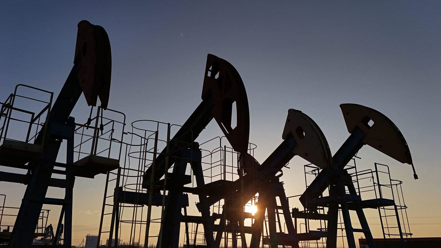 A view shows disused oil pump jacks at the Airankol oil field operated by Caspiy Neft in the Atyrau Region, Kazakhstan April 2, 2025. REUTERS/Pavel Mikheyev