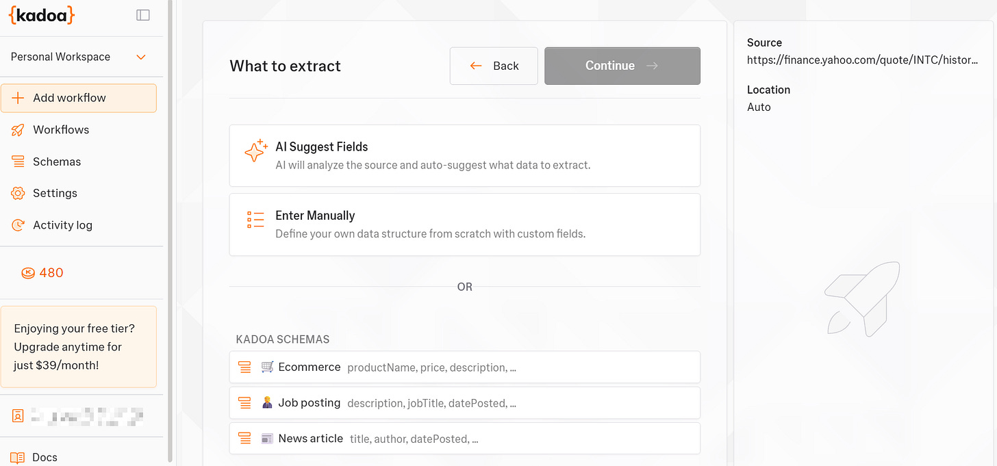 Define the data schema in a Kadoa workflow by Federico Trotta Define the data schema in a Kadoa workflow by Federico Trotta