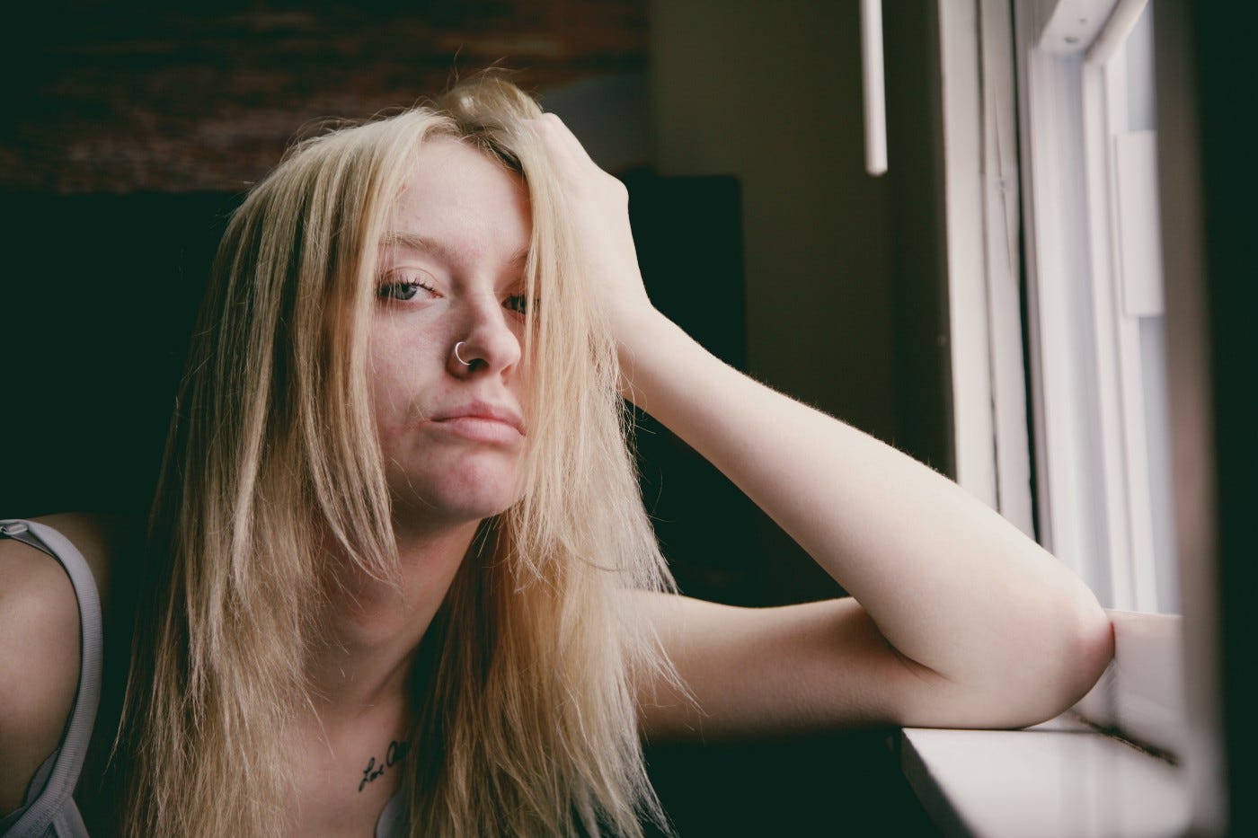 A bored and tired woman