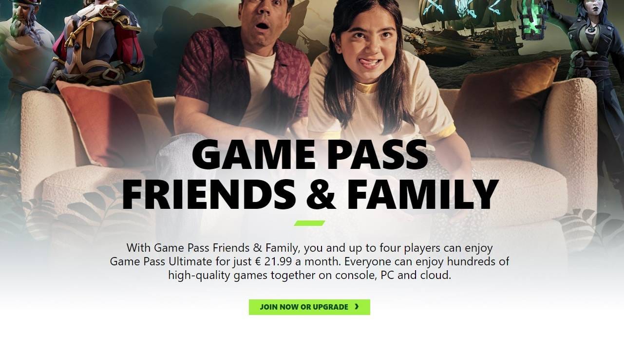 Xbox Game Pass Friends & Family website screenshot Xbox Game Pass Friends & Family website screenshot