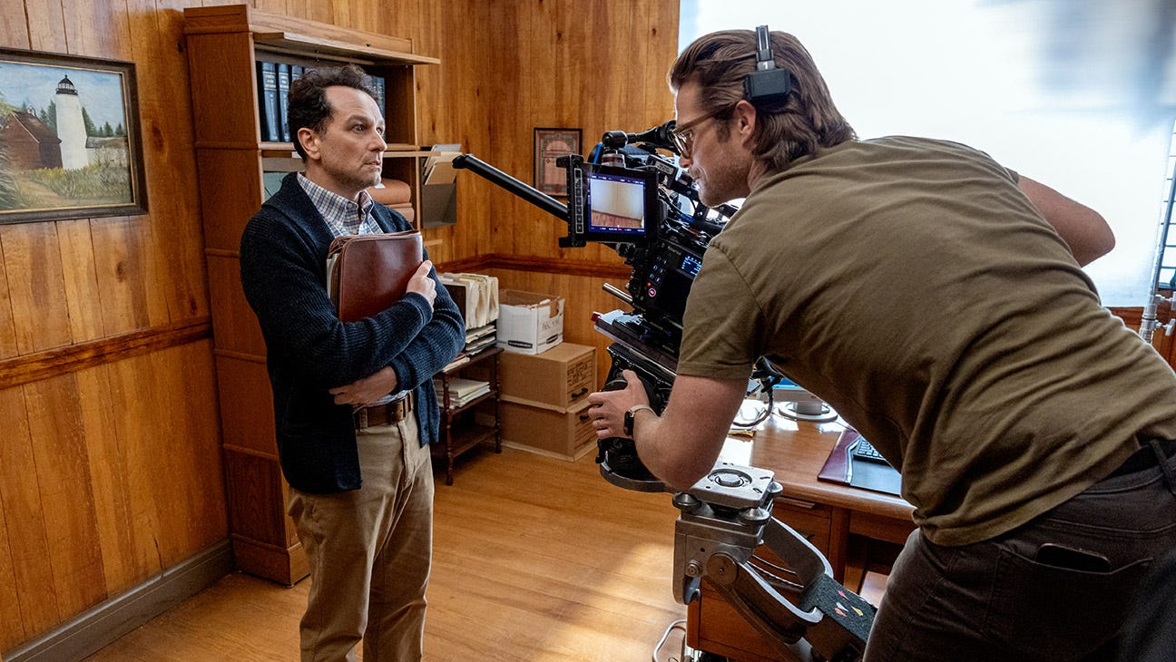 Matthew Rhys films a trippy scene in episode five of Widow’s Bay. Matthew Rhys films a trippy scene in episode five of Widow’s Bay.