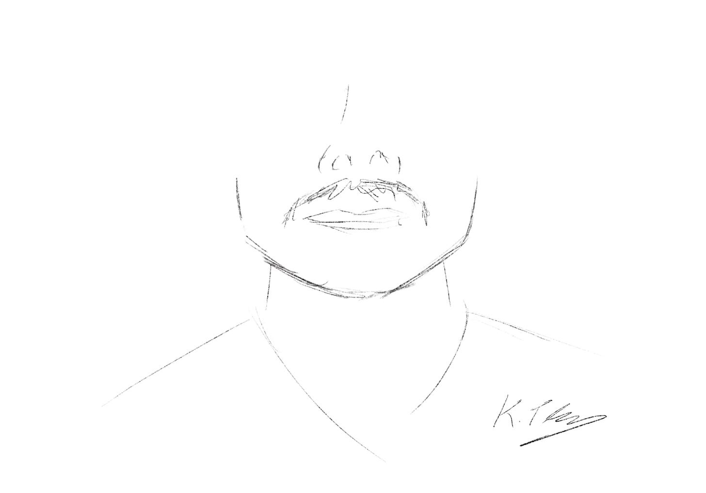 A sketch of Kai Tebay's jaw, mouth, and nose