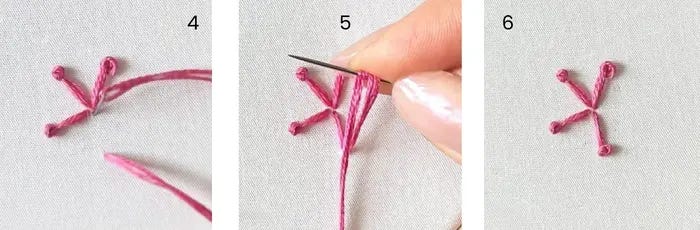 Pistil Stitch Tutorial 70 4 pistil stitches stitched together