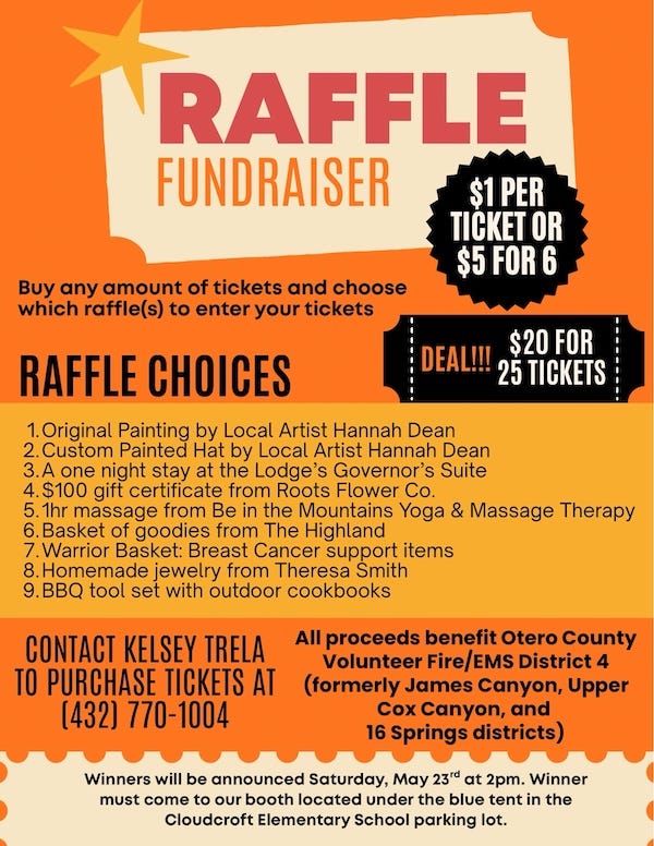 Village Raffle Seven Cabins Fire; Stables Sold; Village Update; VFD Fundraisers, and More