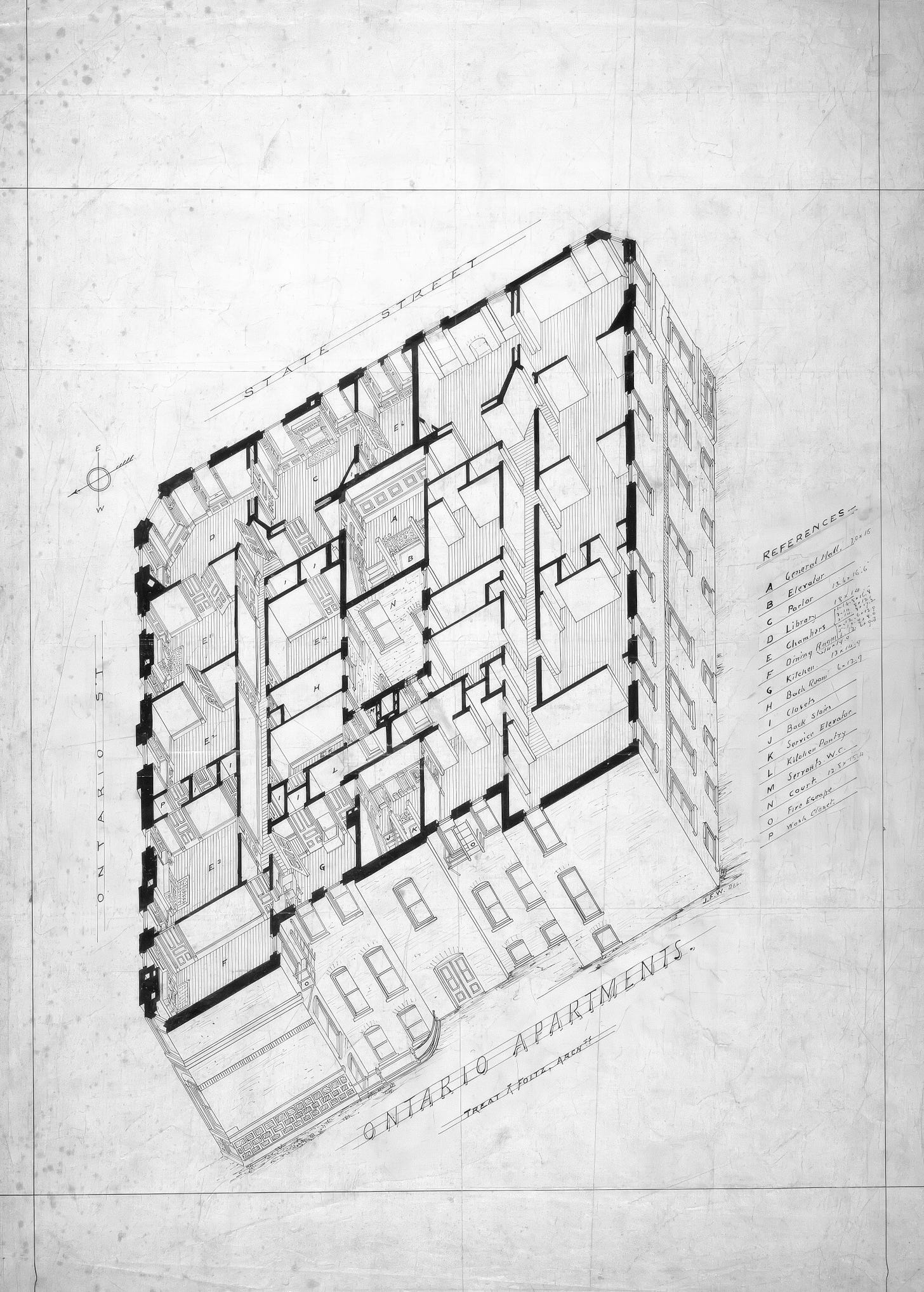 Isometric view of a building in Chicago.