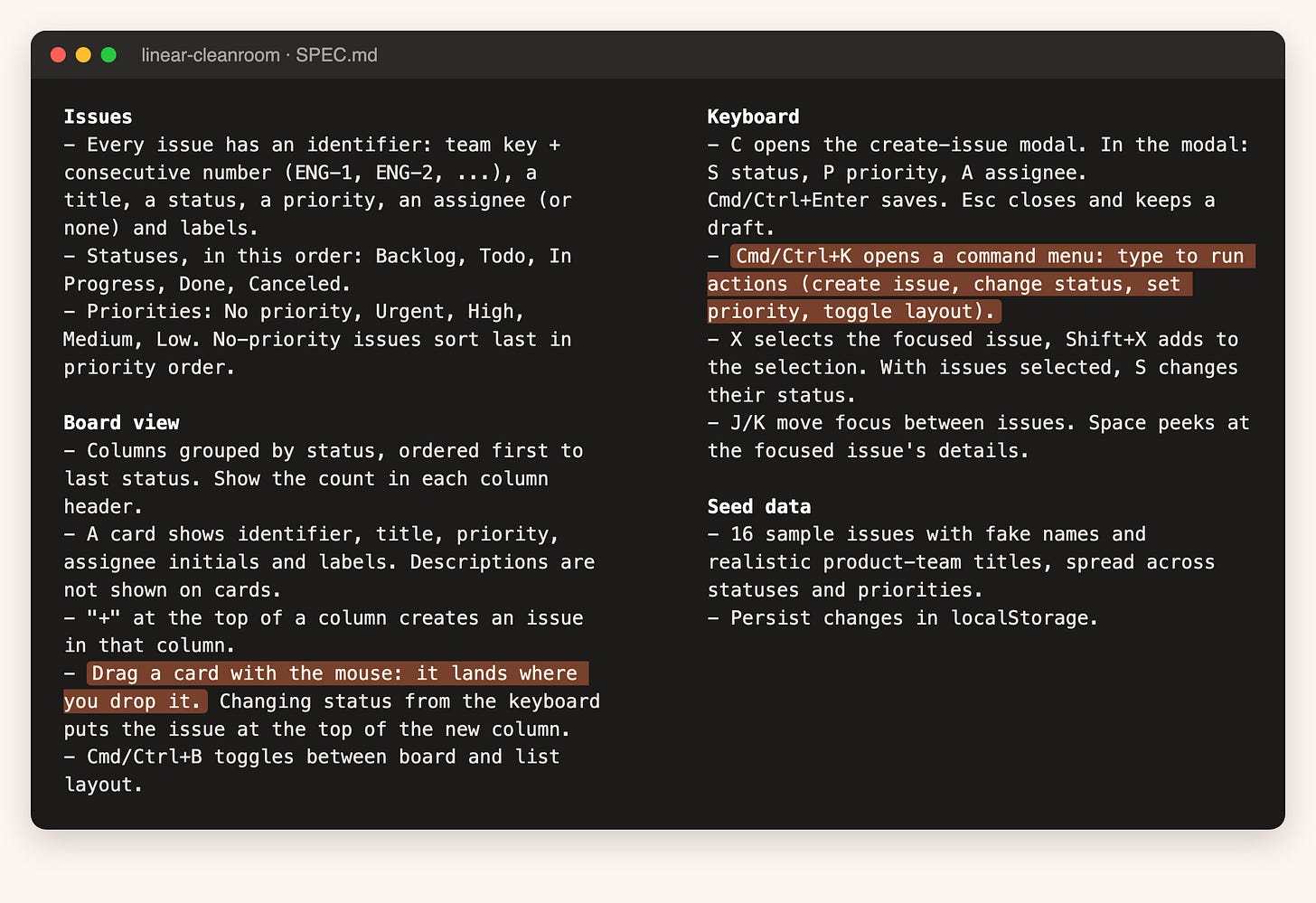 The one-page spec The one-page spec