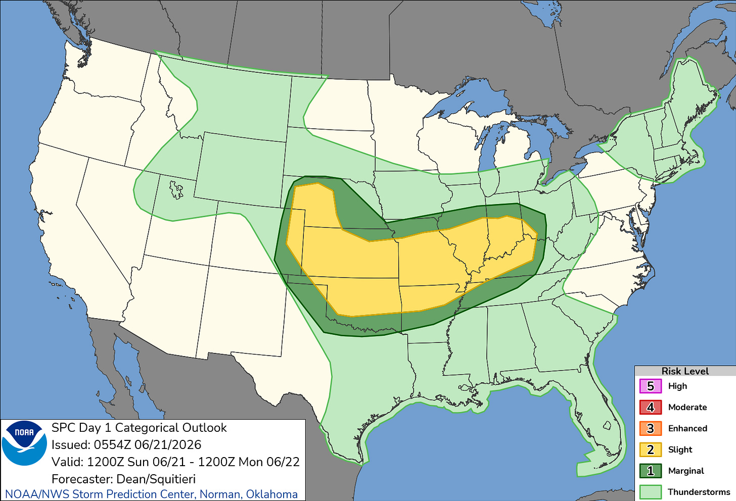 20260621 1200 UTC Day 1 Outlook Graphic