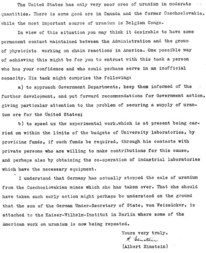Page 2 of Einstein's Letter to Franklin D. Roosevelt.